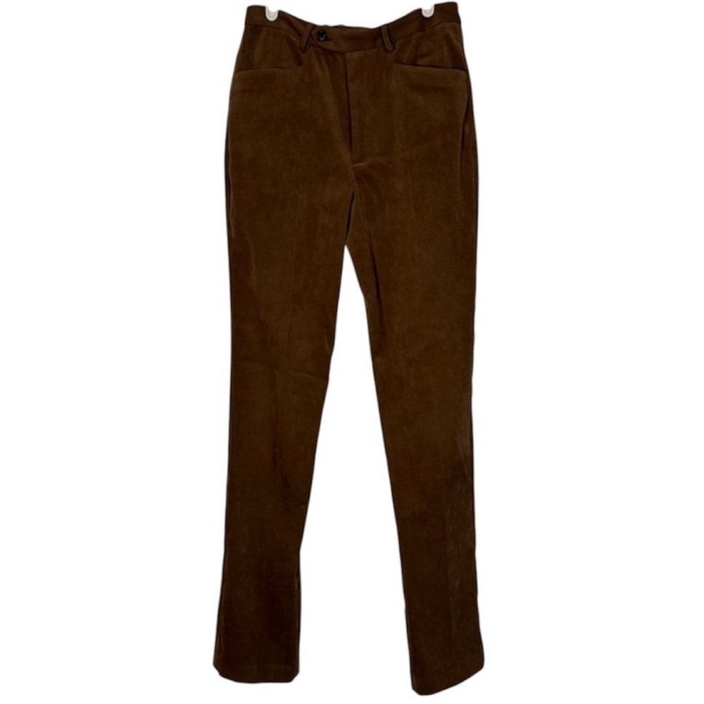Vintage Anthropologie Women’s Brown Faux Suede High Rise Flare Pants Size 2 - Picture 3 of 10